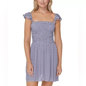 Raisins Purple Gingham Tropicali Dress Cover-Up Size M New with Tags